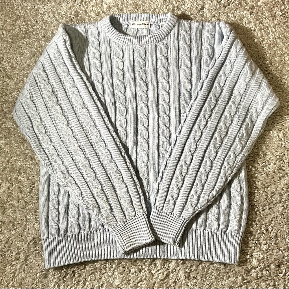 Carriage Court Baby Blue Cable Knit Sweater - Womens sz M